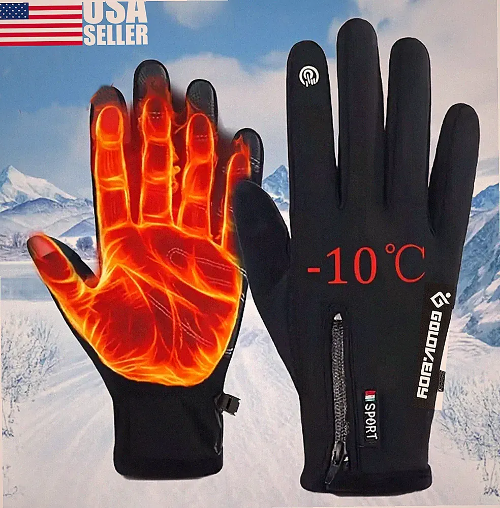 30℉ Windproof Touch Screen Warm Winter Gloves for Cold Weather Men Waterproof