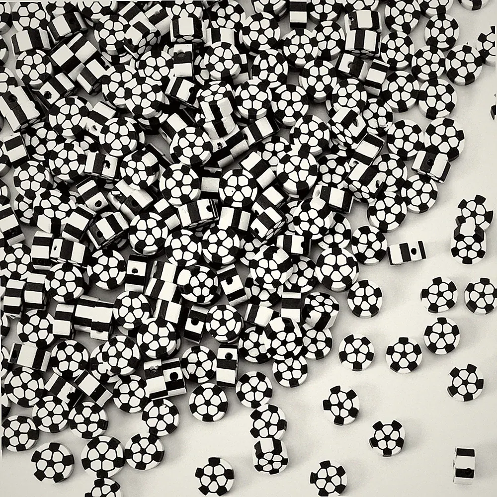 300Pcs Soccer Clay Beads Flat Polymer Clay Beads Sports Charms Jewelry Making