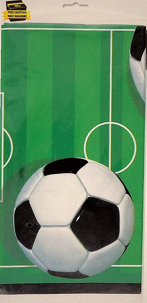 3D Soccer Rectangular Plastic Table Cover - 54" X 84" (1 Pc) - Perfect for Game