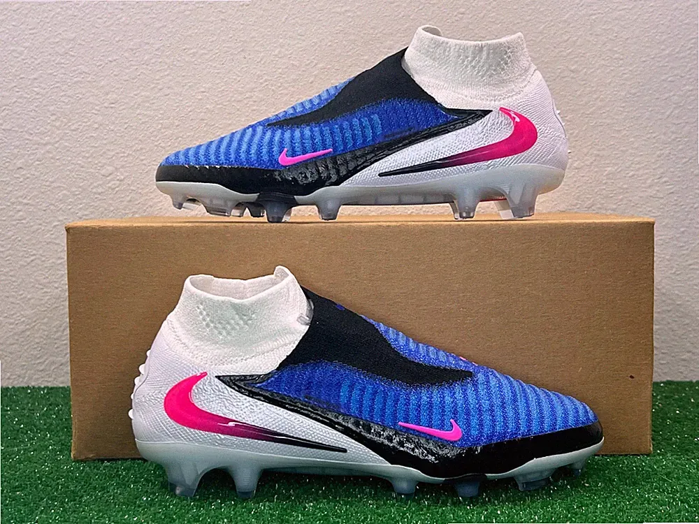 4.5 Men/6 Women - Nike Phantom 6 Elite FG White Blue Soccer Cleats Made in Italy