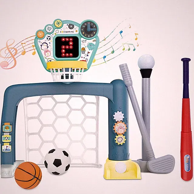 4 in 1 Adjustable Basketball Hoop Soccer Goal for Toddlers 1-3,Kids Sports To...