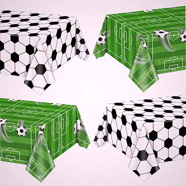4 Pack Green Soccer Party Tablecloths, 87x51 inches, Rectangular Plastic Tabl...