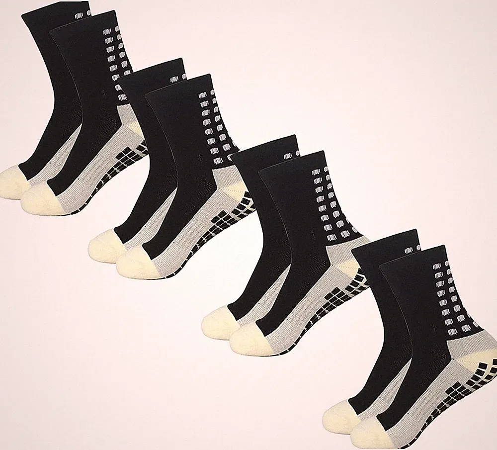 4 Pair Sport Socks Anti Slip W/ Grip Soccer Men Football Basketball Sock Premium