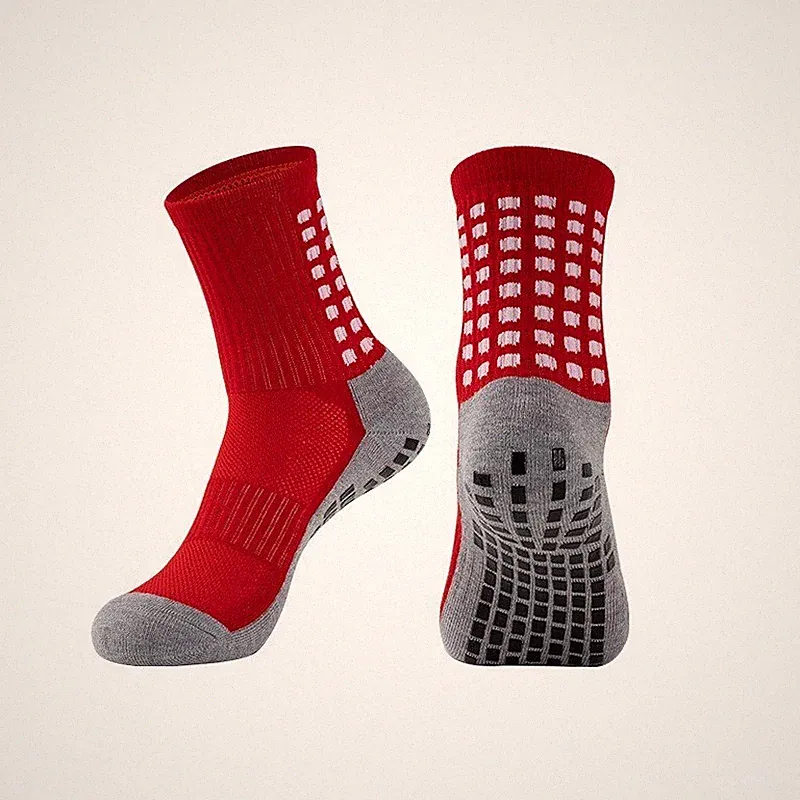 4 Pairs Anti-Slip Sports Socks w/Grip Soccer Football Basketball w/grey sole