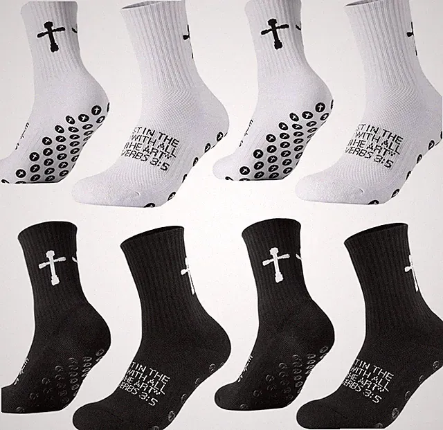 4 Pairs Cross Grip Soccer Socks anti Slip Socks