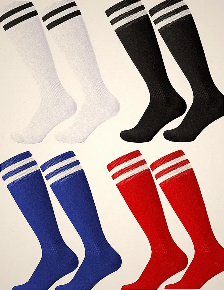 4 Pairs Kids Football Socks Childrens Football Breathable Soccer Long Sports Soc