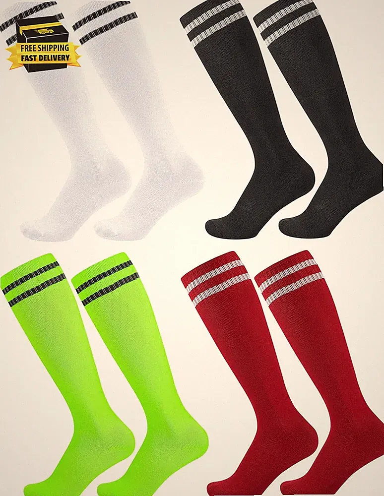 4 Pairs Kids Football Socks Soccer Softball Baseball for Youth Boys and Girls St