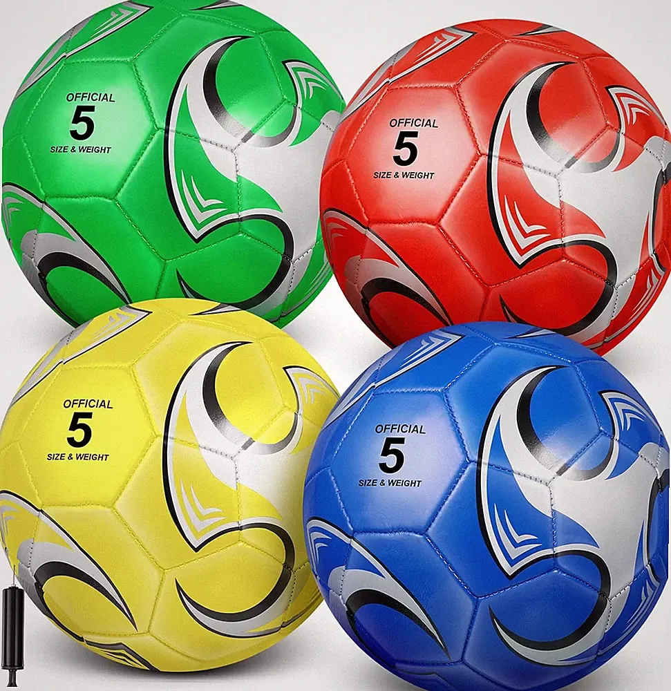 4 Pcs Soccer Ball with Pump Official Size 4/5 Deflated Soccer Balls Bulk for Out