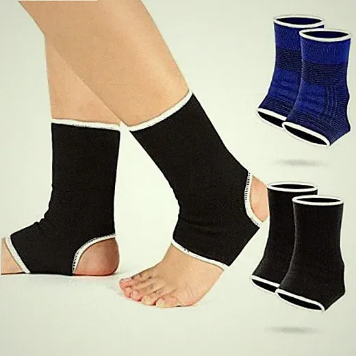 4 Pieces/ 2 Pair Kids Ankle Support Brace Elastic 5-10 Years Black, Dark Blue