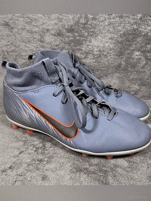 5.5Y Nike Mercurial Superfly 6 Club FG MG Soccer Cleat Mid Lace Up Grey Orange