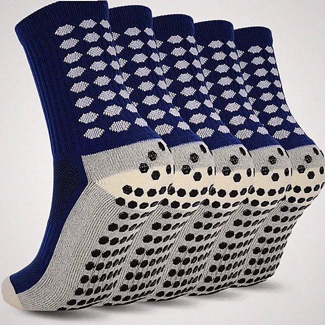 5 Pairs Kids Youth Grip Soccer Socks Cushioned Non Slip Football Athletic Spo...