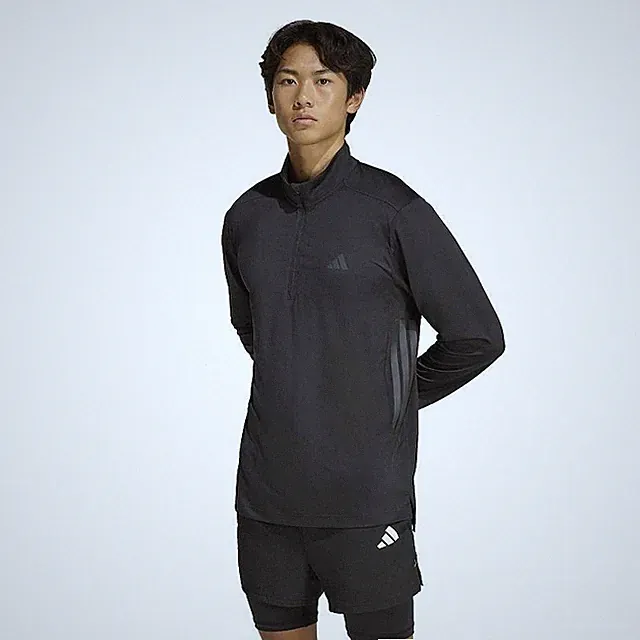 $50 Adidas Men's Tech Essentials Workout Quarter Zip Pullover -Black-Small-New