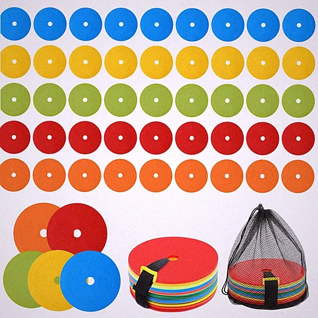 50 Pcs 6 inch Flat Cones Spot Markers Non-Skid Floor Hole Soccer Cones Field...