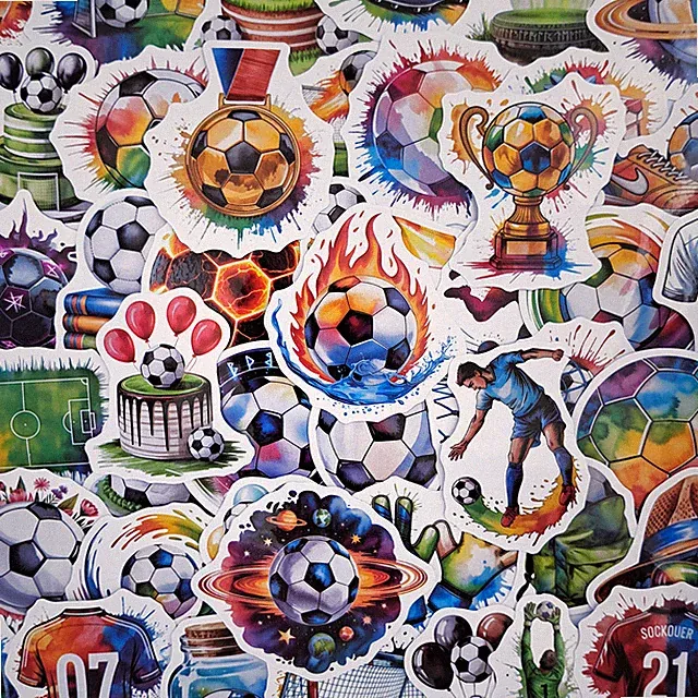 50 PCS Soccer Fan Sticker Pack Football Ball Jersey Goal Trophy Coach Gift