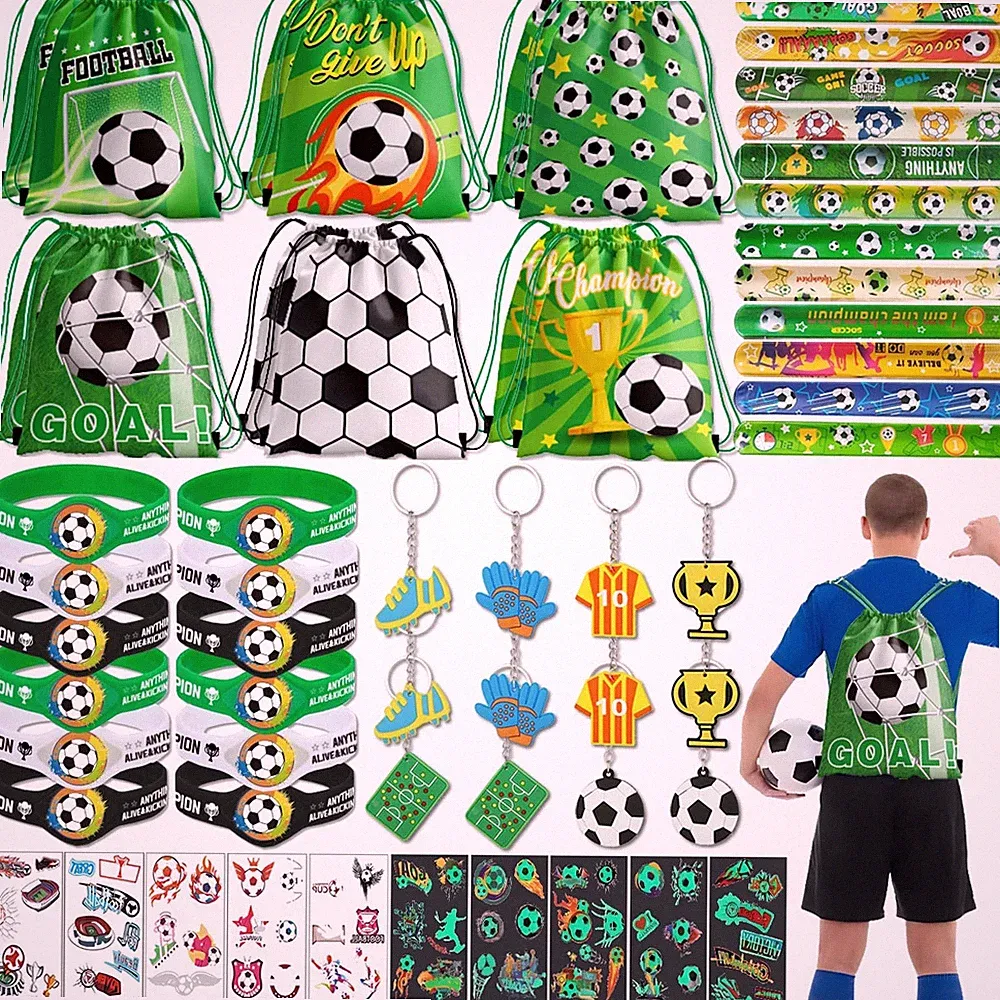 58Pcs Soccer Party Favors: Soccer Goodie Bags for boys Includes 12Pcs 13 x 11...