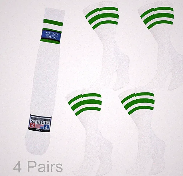 5pk White Striped Tube Socks 22 Inch OLD SCHOOL Socks COTTON Multicolor Set 14