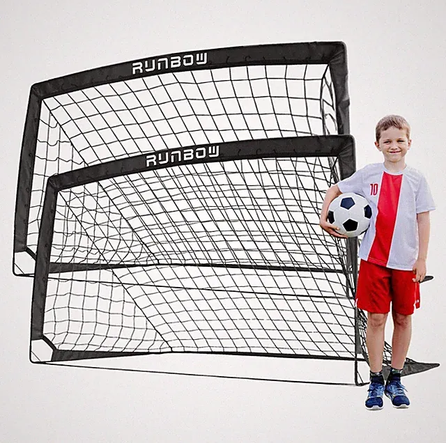 5x3 Kid Soccer Goal w Bag Portable Folding Soccer Net Backyard Training Set of 2