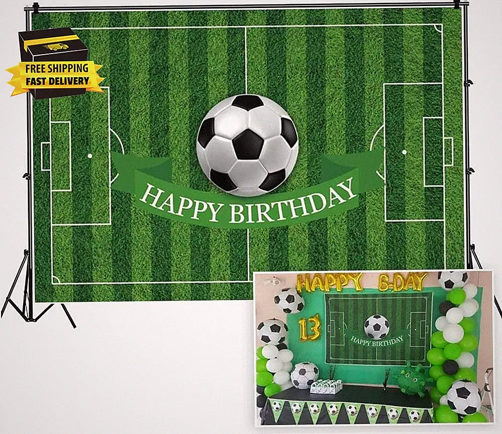 5X3Ft Soccer Backdrop Football Field Birthday Party Background for Photography S