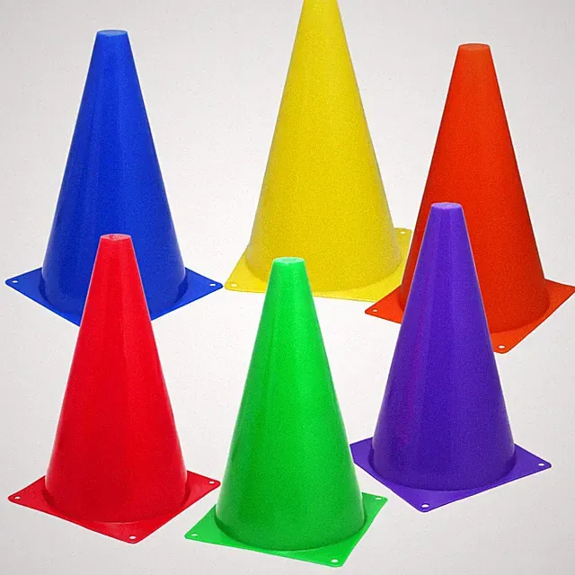 6 Assorted Color 9" Cones Train Like a Champion Soccer Football Agility Traffic