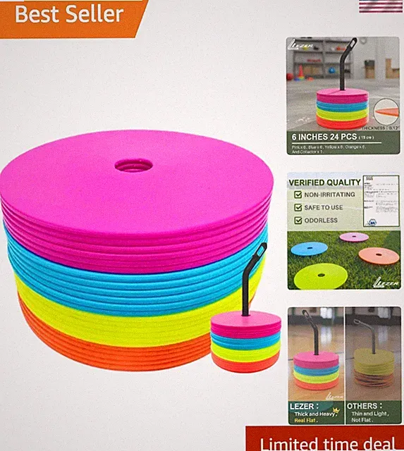 6 Inch 8 Inch Flat Cones, Spot Markers, Soccer Cones, Field Court Markers, Si...