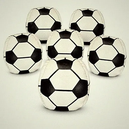 6 Pack Retro Soccer Hacky Footbag Sack Set, Standard Weight PU Footbags