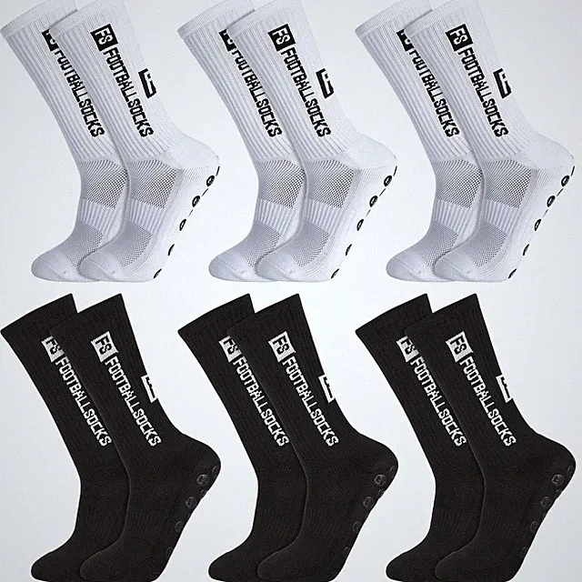 6 Pairs Grip Soccer Socks for Men Anti Slip Athletic Socks Non-Slip Sports