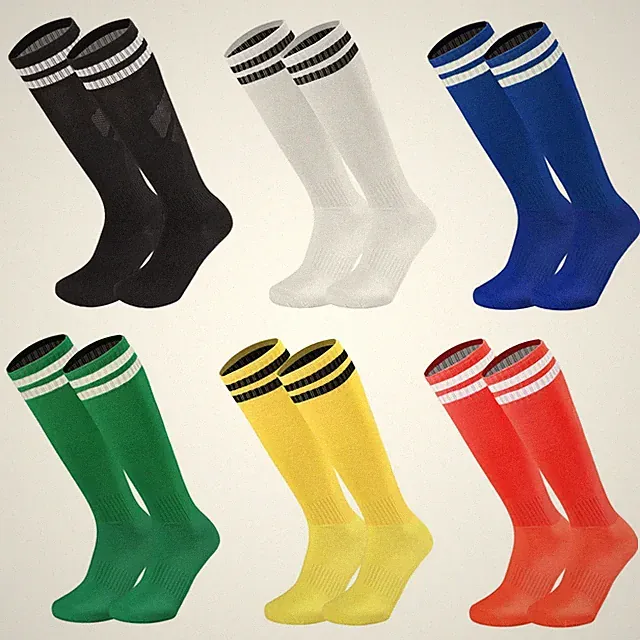 6 Pairs Kids Youth Soccer Socks Solid Striped Knee High Tube Football Sports Soc