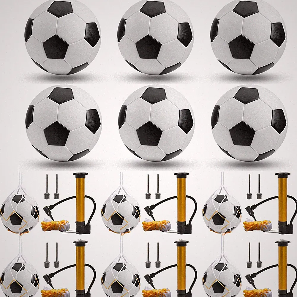 6 Pcs Deflated Soccer Ball Bulk with Pump Size 5 Sport Soccer Ball Training B...