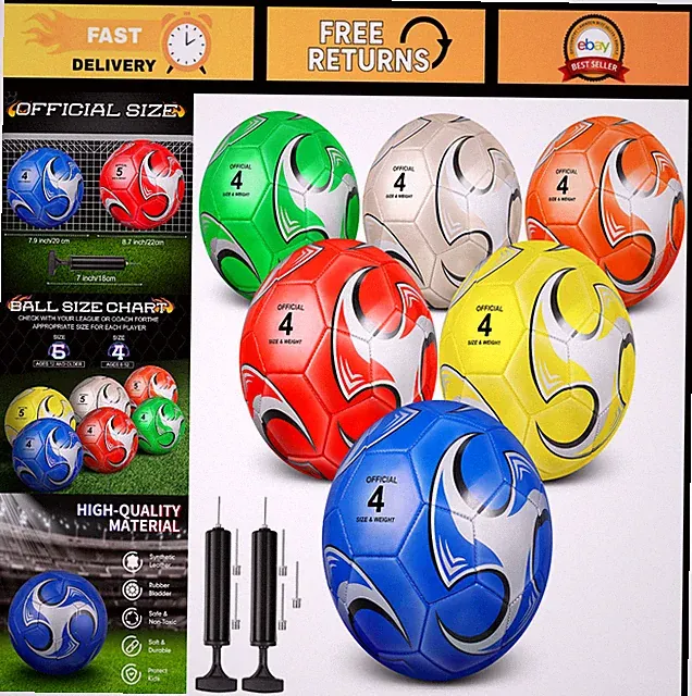 6 Pcs Soccer Balls with Pump - Size 5/4/3, Stitched for Indoor/Outdoor Training