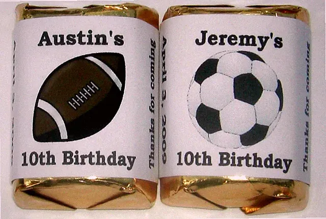 60 SOCCER FOOTBALL BIRTHDAY PARTY CANDY WRAPPERS FAVORS