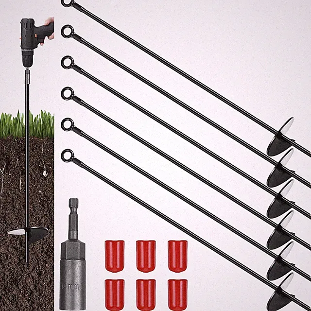 6Pc 30" Ground Anchors Heavy Duty Screw-in Trampoline Stakes Camping Shed Canopy