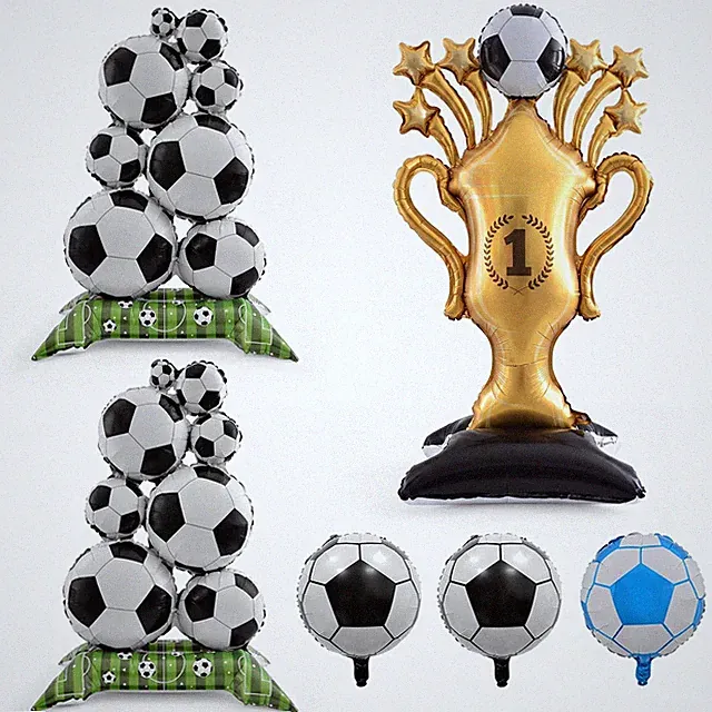 6PCS Soccer Balloons World Cup Trophy Foil Balloon, Soccer Decor World Cup De...