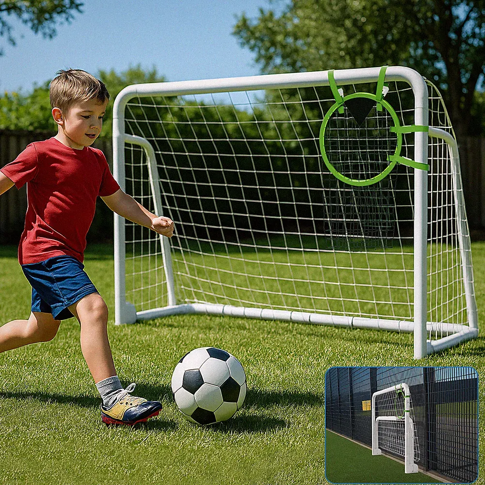 6x4/8x6/10x6.5/12x6/16x7ft Soccer Goals for Backyard, Foldable Steel Soccer Goal