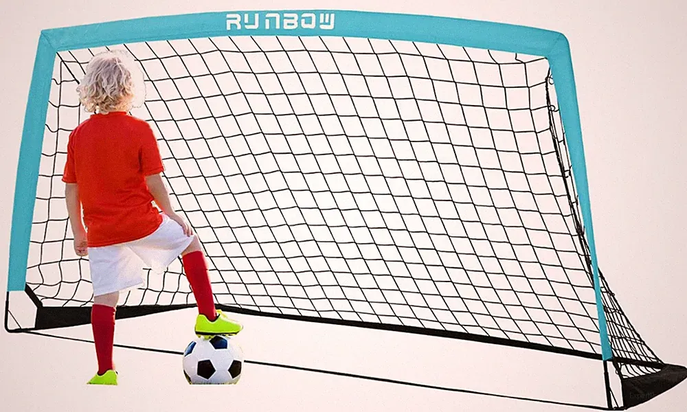 6x4 ft Portable Kids Soccer Goal Sky Blue for Backyard Practice with Carry Bag