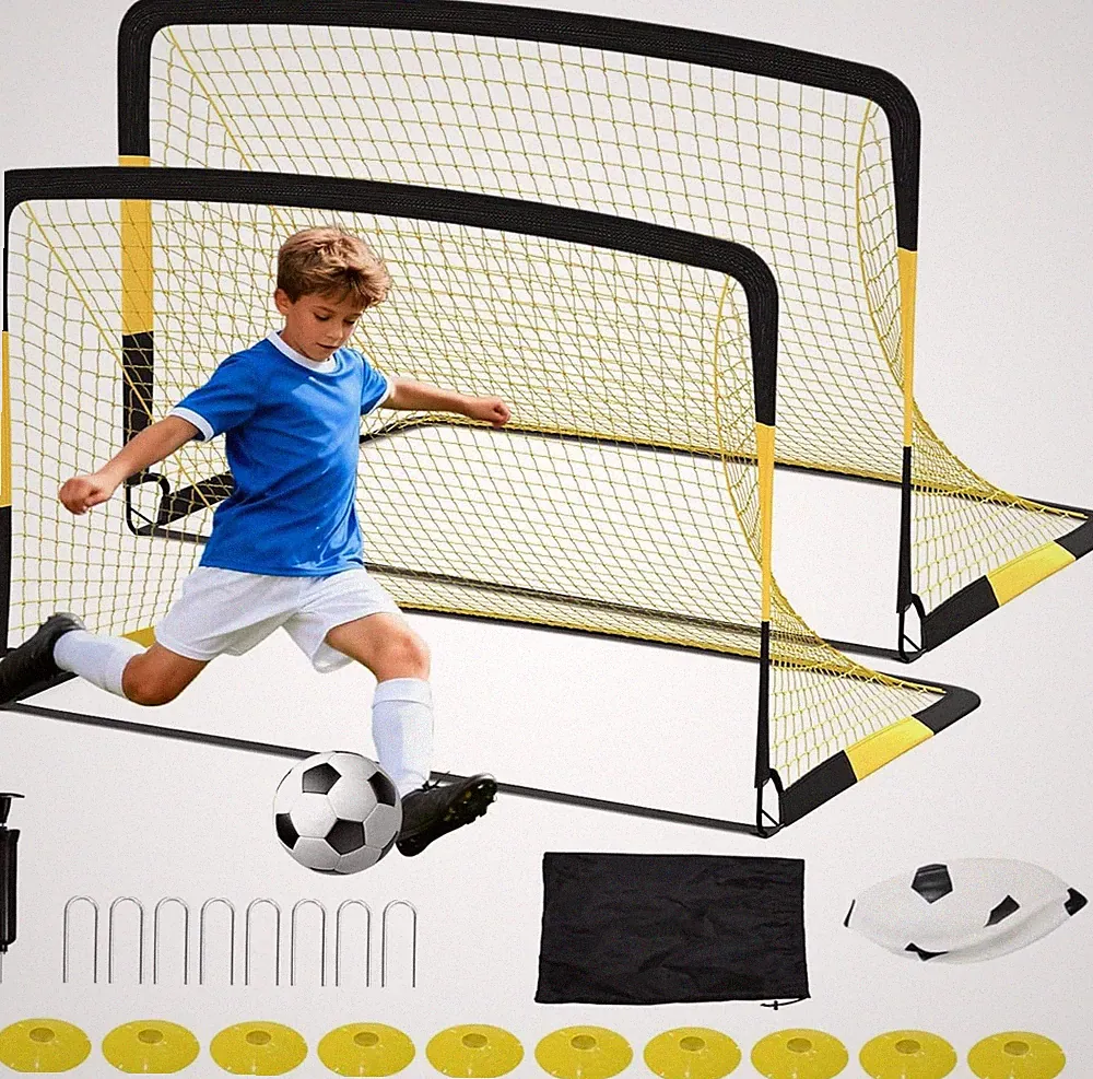 6x4ft Soccer Goal 2Pack Kids Soccer Goals for Backyard Soccer Net w/ Soccer Ball