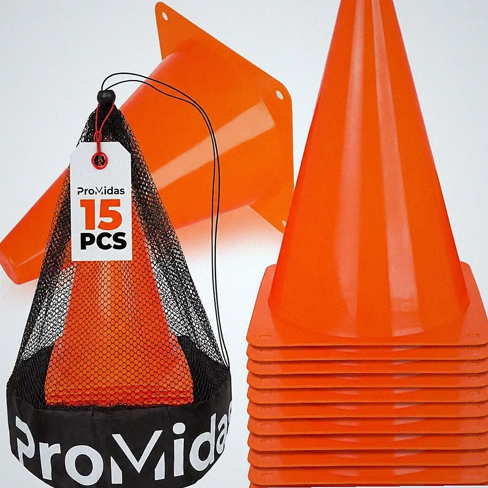 7 Inch (15/30 PCs) Soccer Cones for Training Kids with Mesh Bag - Small Traffic