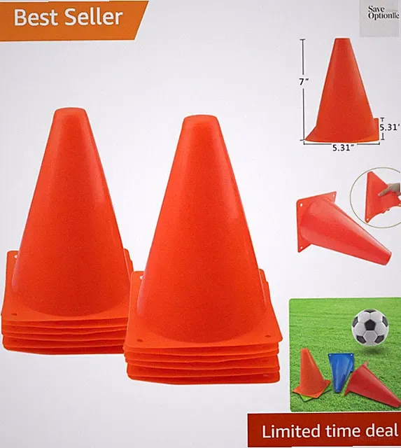 7 Inch Plastic Traffic Cones Sport Training Agility Marker Cone for Soccer, S...