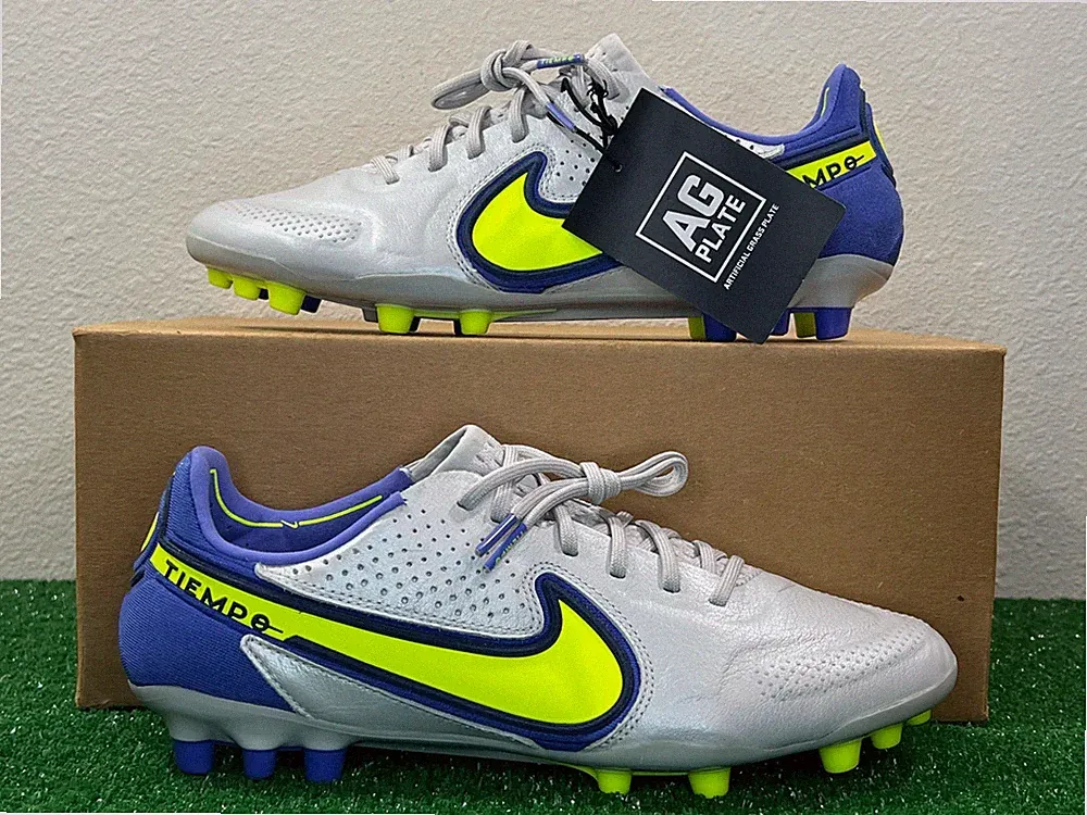 7 Men/8.5 Women - Nike Tiempo Legend 9 Elite AG Grey Volt Soccer Cleats NEW