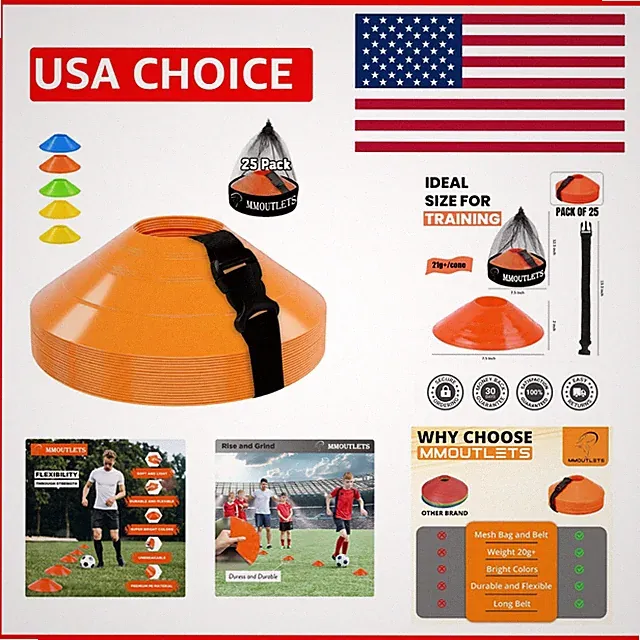75-Pack Agility Soccer Training Cones Set with Carry Bag for Coaches & Athletes