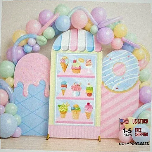 78PCS Ice Cream Party Arch Backdrop Cover Set, Pastel Spandex Arch Dessert