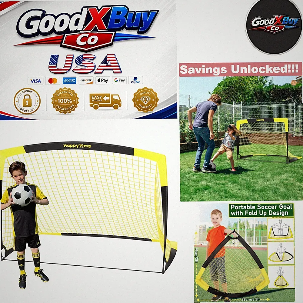 7x5 & 5x3.6 Ft Portable Soccer Goals for Kids Ages 6-14 Backyards