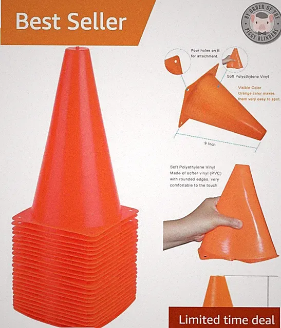 9-Inch High-Visibility Training Cones Set of 24 | Perfect for Sports Drills