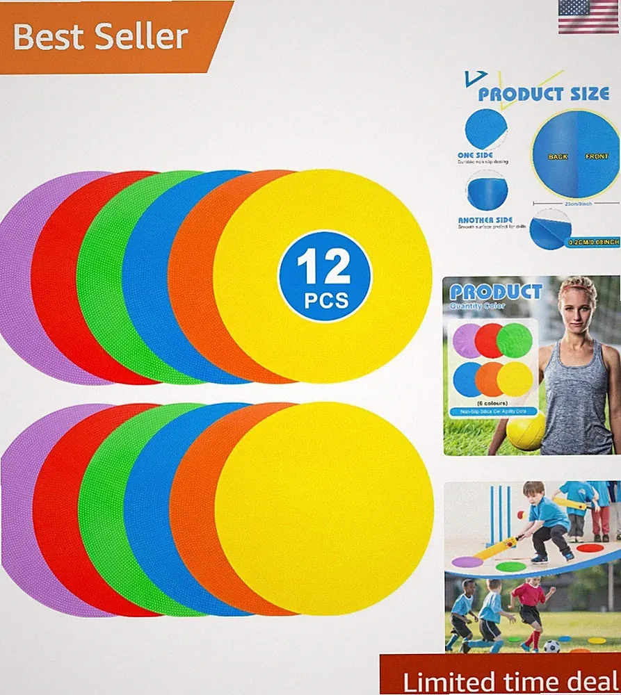 9 inch Spot Markers Flat Field Cones,Non Slip Spot Floor Dots for Soccer Bask...