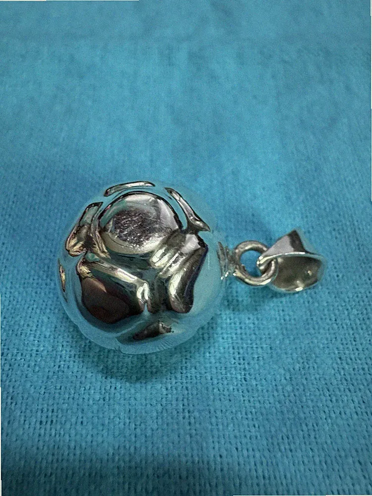 925 Mexico Silver Soccer Ball Jingle Pendant, 15.31 grams, 20mm Ball