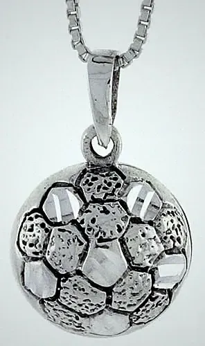925 Sterling Silver Flat Back Soccer Ball Charm Pendant 7/8 (22mm) Inch Tall