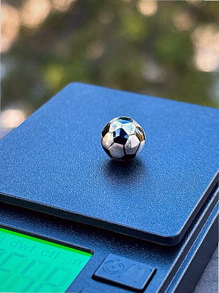 925 Sterling Silver Soccer Ball Charm Pendant No Stone Signed Sports Theme