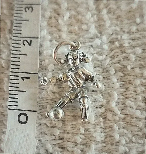 925 Sterling Silver Soccer Ball Girl Charm