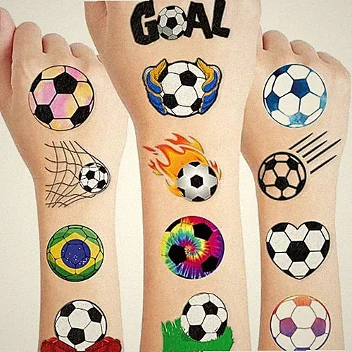 96 PCS Soccer Ball Pre-Cut Temporary Tattoos Themed Birthday Party Normal