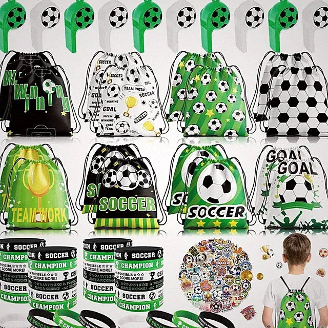 98Pcs Soccer Party Favors, Soccer Goodie Bags with Silicone Bracelet S...