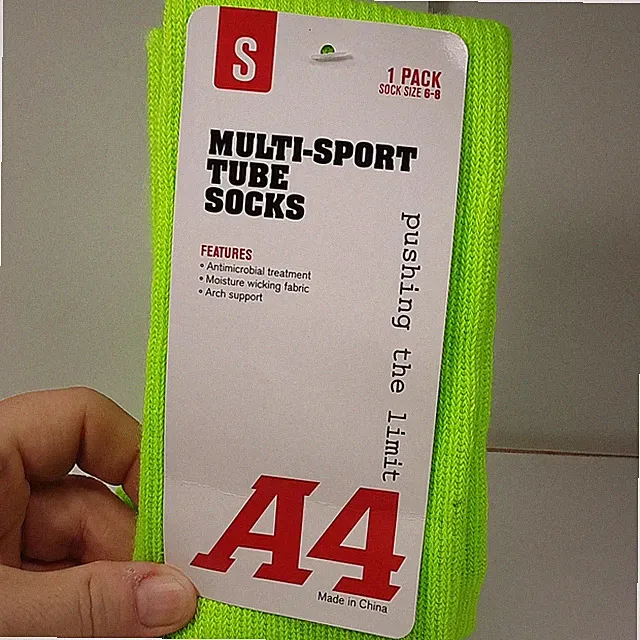 A4 Mens Polyester/Polypropylene/Spandex/Rubber Multi-Sport Tube Sock - Size S